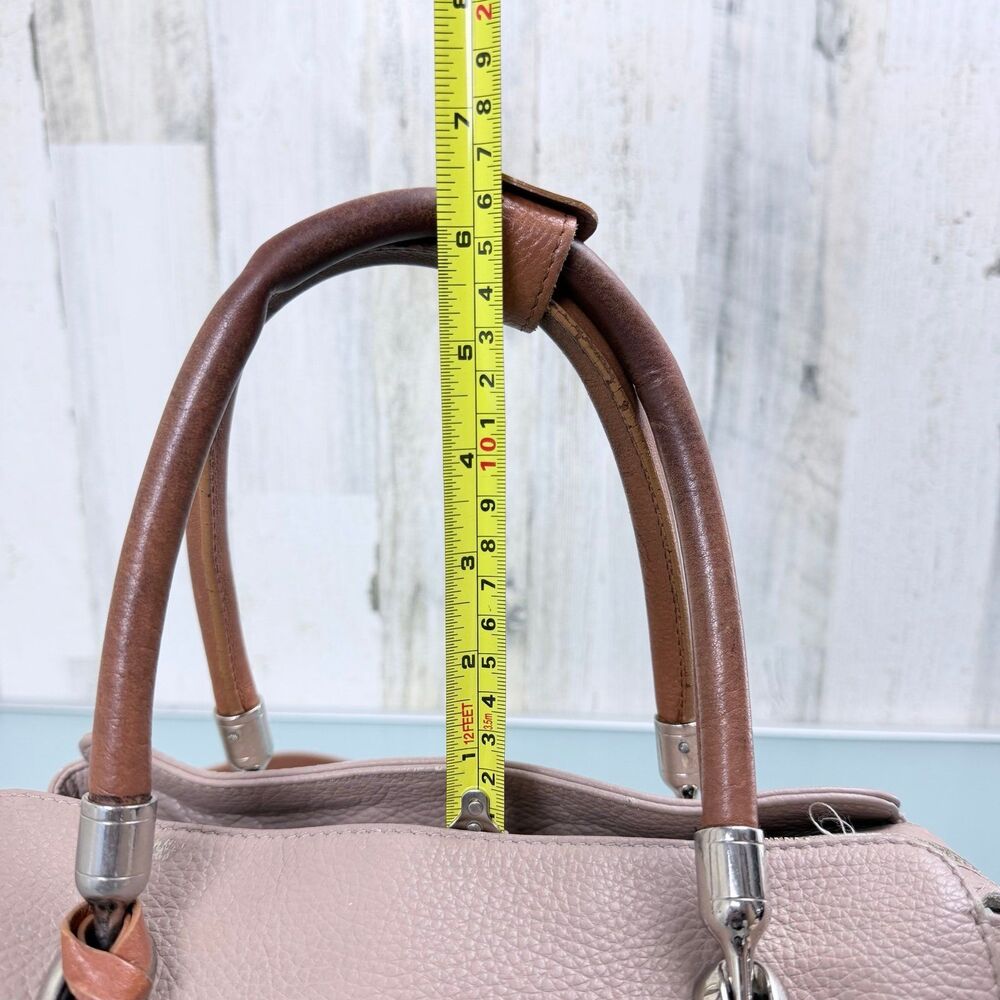 Valentina Italia Women's Taupe Leather Satchel Handbag with Shoulder Strap - Picture 9 of 12